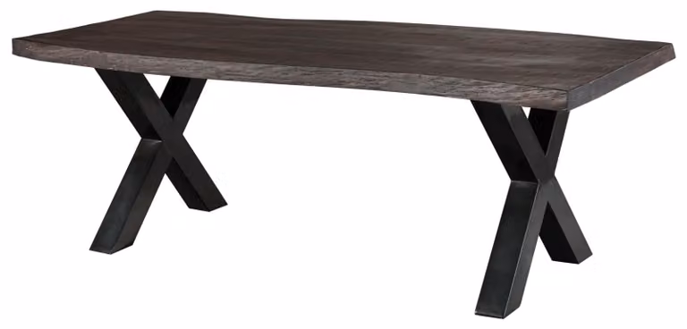 MASSIVMOEBEL24 | FREEFORM 5 tavolo da pranzo in legno di mango - verniciato grigio / gambe in ferro X antracite lucido 220x100