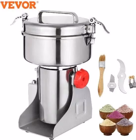 Macchina per macinare cereali - Capacità 350g - Molitore elettrico per erbe e cereali - RVS