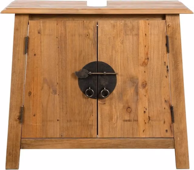 Mobile Vanità da Bagno in Legno Massello di Pino Marrone Rustico vidaXL L/P/H: 70 x 32 x 63 cm