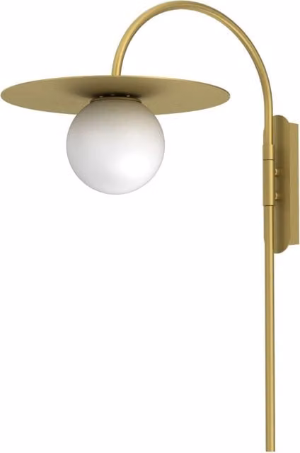 Applique Flat Luminex con sfera bianca e finitura oro, attacco E27, design moderno in metallo