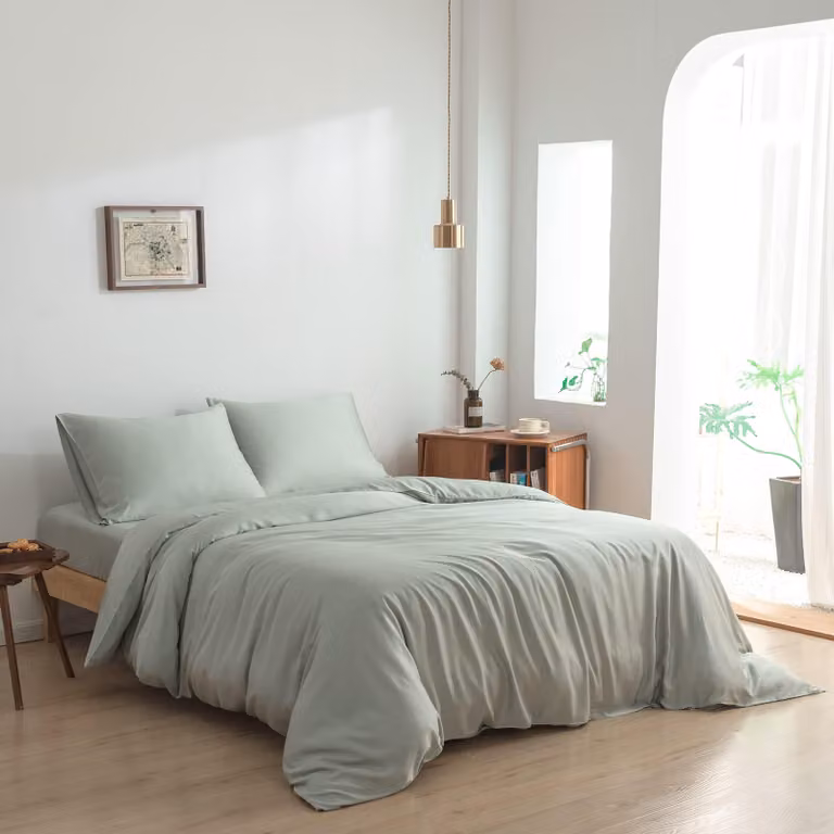 Copertura per cuscino realizzata in 100% bambù biologico (verde salvia)