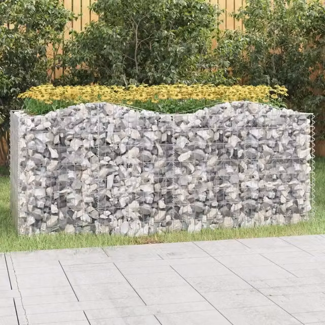 Gabbione ad Arco con Letto Rialzato vidaXL in Acciaio Zincato Grigio L/P/H: 200 x 100 x 100 cm