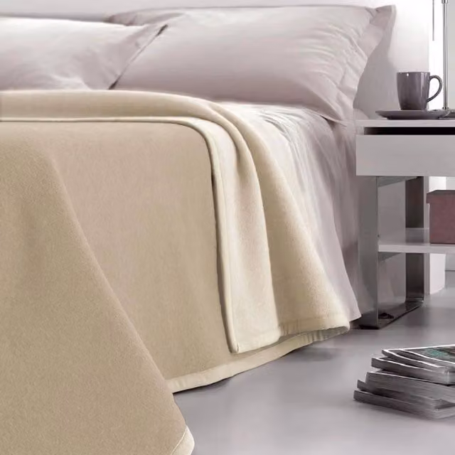 Coperta Matrimoniale Dobleface Cober in Pura Lana Beige 450g