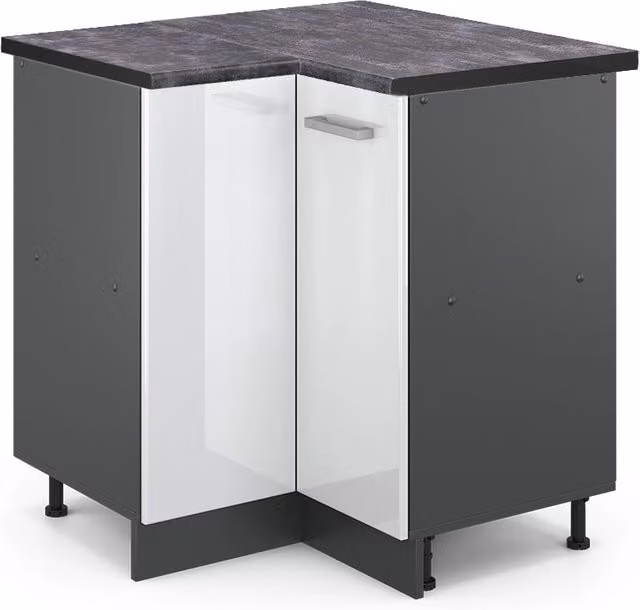 Mobile ad angolo cucina R-Line Bianco lucido/Antracite 75.6 cm, PL Antracite Vicco