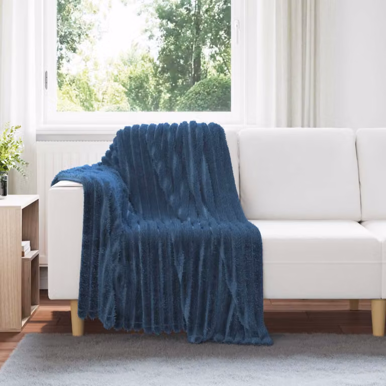 Coperta in pile vidaXL blu, L 150 cm x P 130 cm