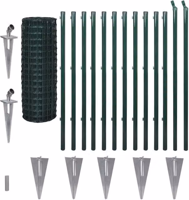 Recinzione da Giardino | Recinzione Europea in Acciaio 25 x 1,2 m Verde