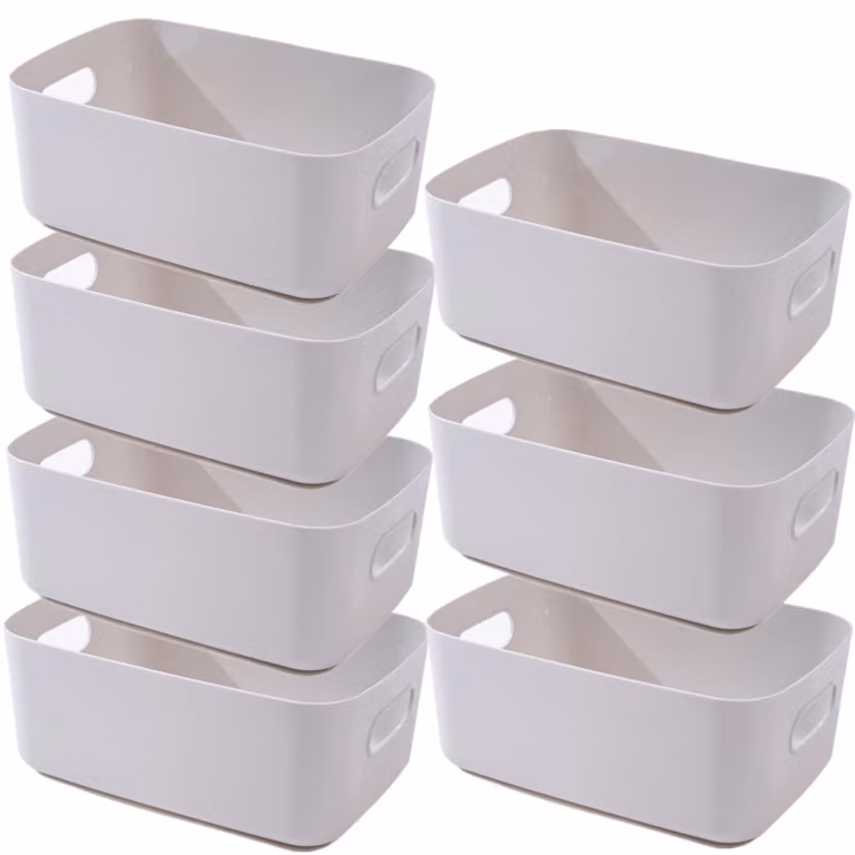7 cesti portaoggetti in plastica - Organizer multifunzionali per bagno, cucina e ufficio - Modello Grigio