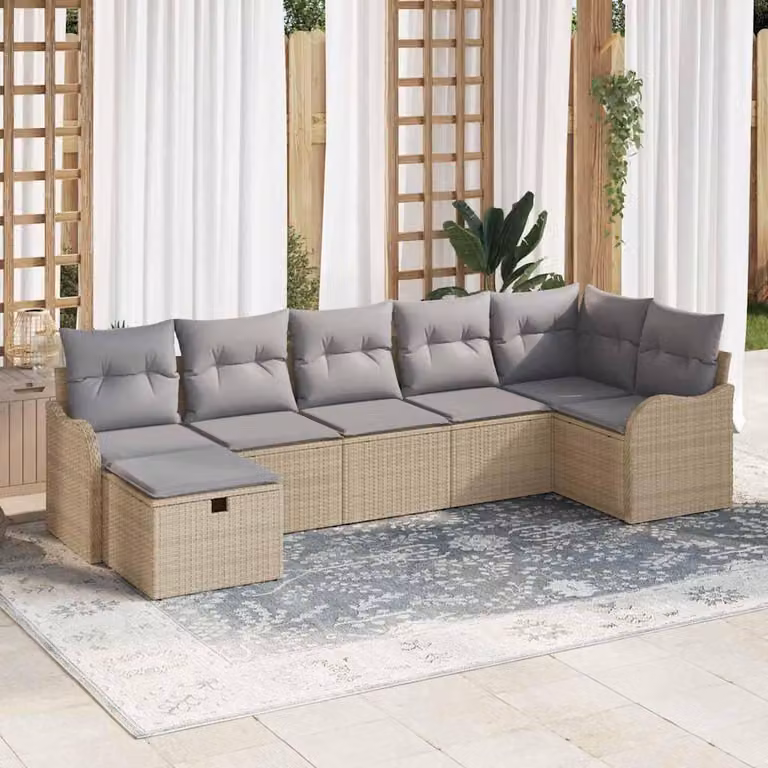 Maison Exclusive - Set da giardino composto da 7 pezzi, divano in rattan sintetico