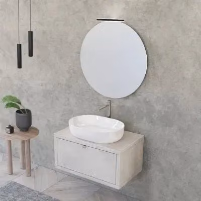 Mobile bagno sospeso INBAGNO grigio opaco con ante soft-close e illuminazione LED Larghezza: 80 cm