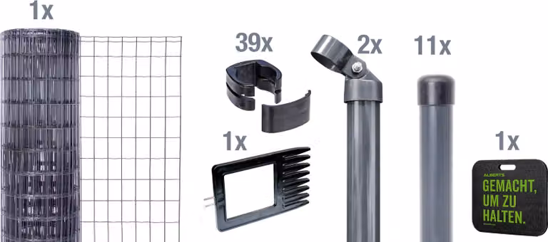 Alberts 693589 Fix-Clip Pro come set completo di recinzione, per la posa nel calcestruzzo con cuscino a ginocchio, antracite, altezza 102 cm, lunghezza 25 m