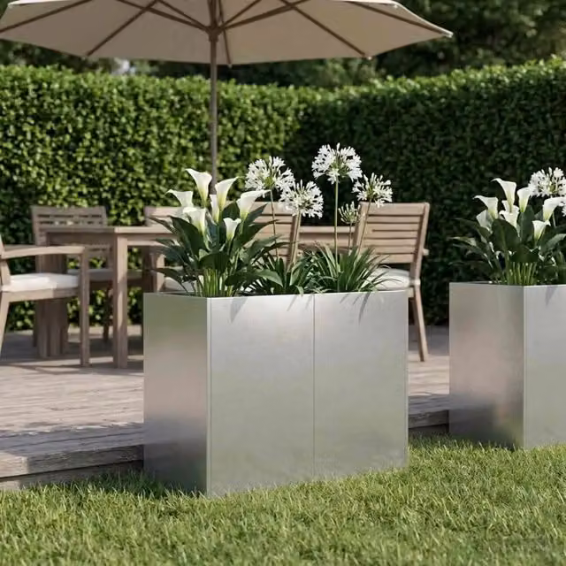 Vaso da giardino Argento 80 x 40 x 60 cm Acciaio Inox 8005887