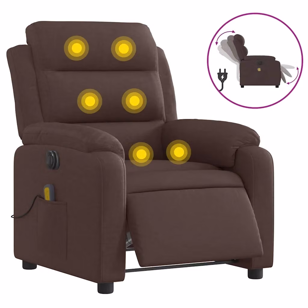 Poltrona relax reclinabile elettrica vidaXL in tessuto marrone con braccioli e imbottitura in schiuma – 2