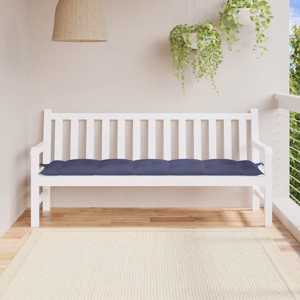 vidaXL Cuscino per Panca da Giardino Blu, L 180 x P 50 x H 7 cm, in Tessuto Oxford Idrorepellente e Traspirante