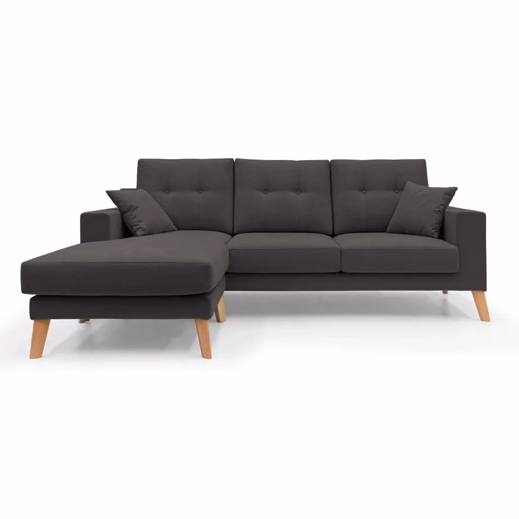 Divano angolare reversibile Danish Divani.Store in tessuto nero L 237 cm – 2