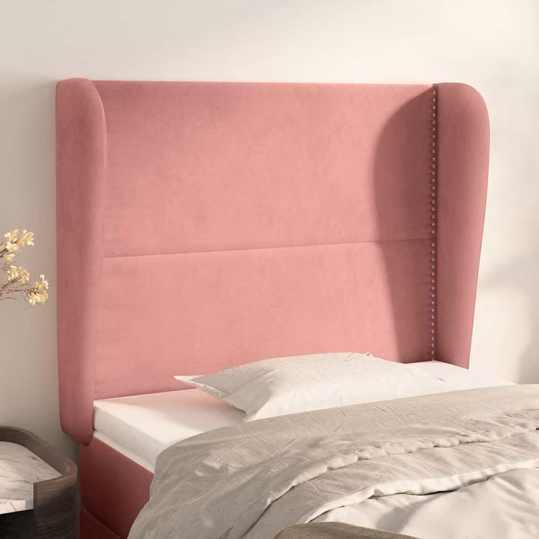 Testiera ad orecchio vidaXL in velluto rosa con pannello imbottito L: 93 cm, P: 23 cm, H: 118-128 cm