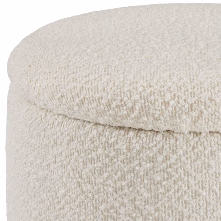 Set di 2 sgabelli cilindrici Orchide TecTake in tessuto bouclé beige con rivestimento rimovibile e struttura impilabile