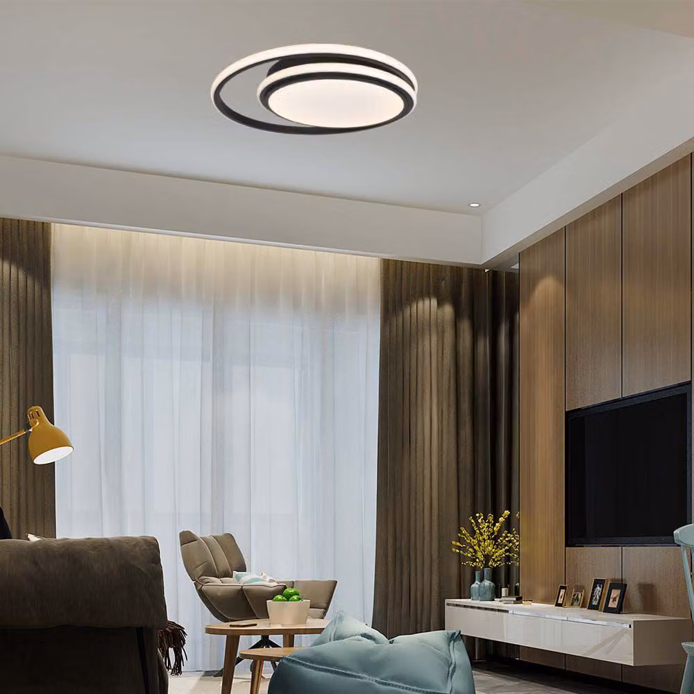 V-TAC VT-7761 Lampadario led da soffitto rotondo nero doppio cerchio 450mm 38W 4000K design moderno - sku 6920