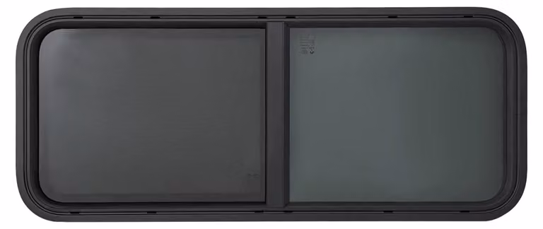 Finestre laterali per camper, realizzate in vetro di sicurezza oscurato, con sistema di chiusura integrato, dimensioni 1000x400 mm