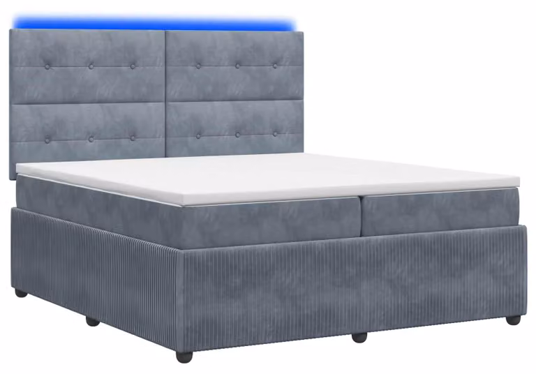Letto a molle LED con materasso grigio scuro 200 x 200 cm in velluto
