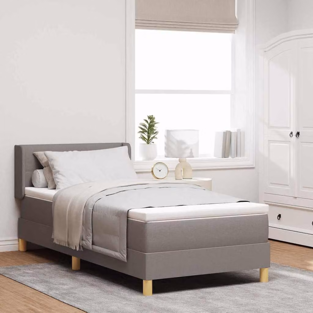 Maison Exclusive - Letto boxspring con testiera color taupe, 200 x 90 cm, rivestimento in tessuto
