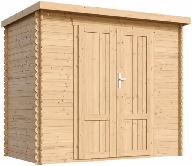 Casetta da giardino in legno TIMBELA M310F1+M310G beige con pavimento e serratura, superficie 2,63 m²