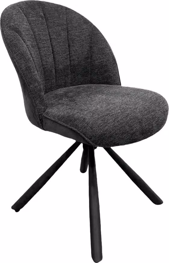 Brezo 1S, sedia, struttura nera opaca, girevole, rotonda, rivestimento grigio scuro