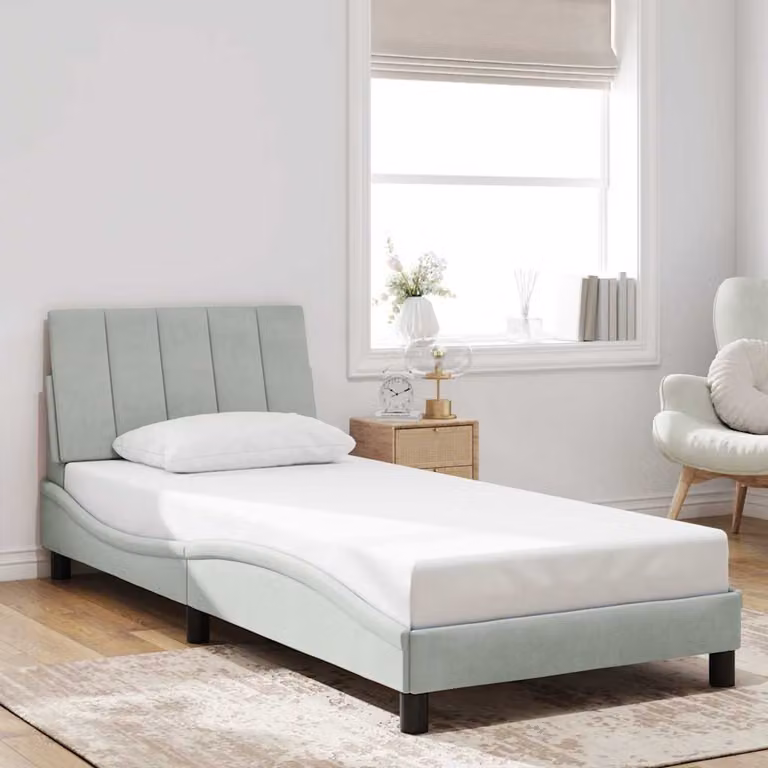 vidaXL Giroletto Hanko senza Materasso in Velluto Grigio Chiaro 80x200 cm