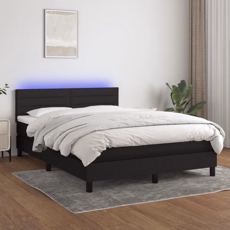 Maison Exclusive - Letto a Molle con Materasso e LED Nero 140x200 cm in Tessuto