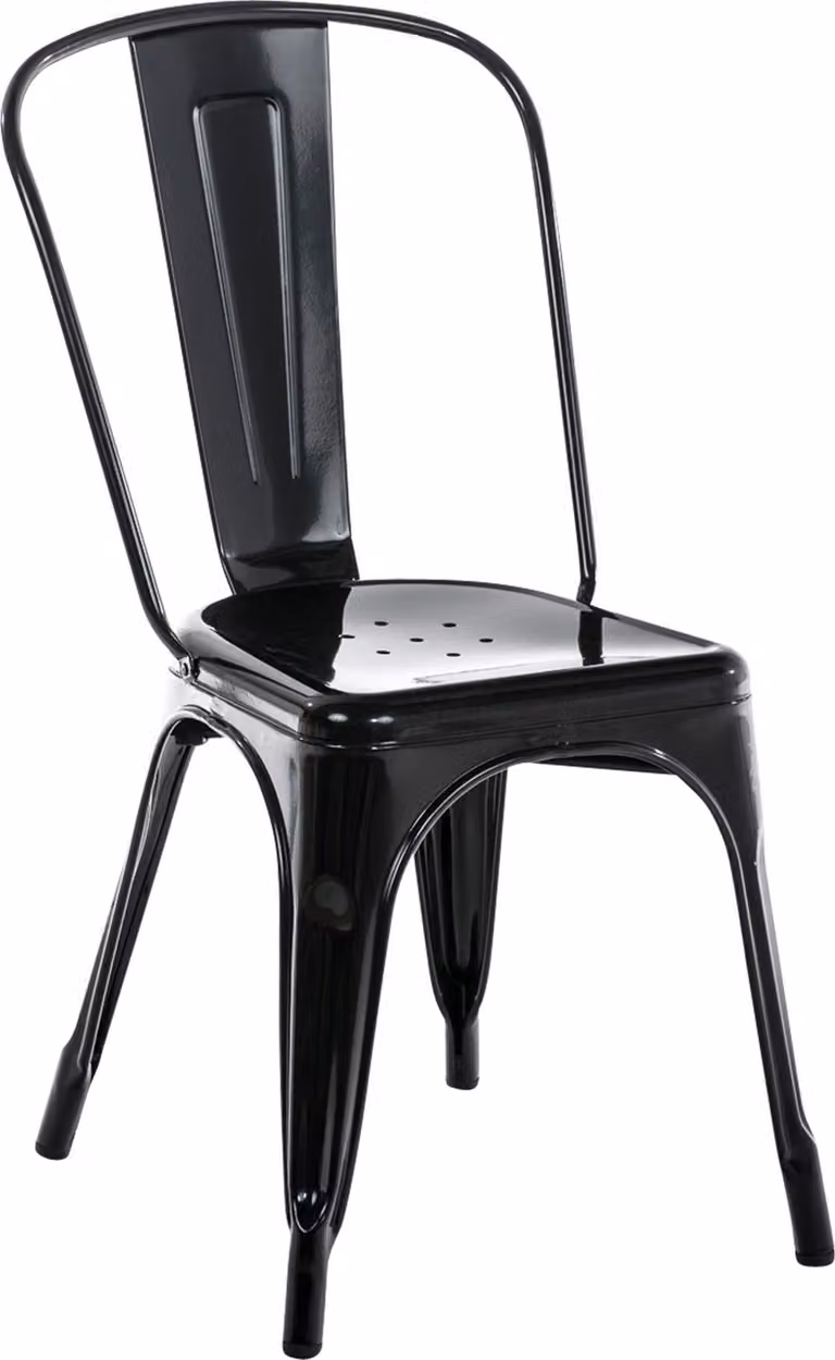 Sedia impilabile CLP Benedikt con schienale in metallo, portata massima 200 kg, nero-oro