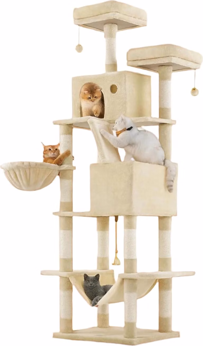 Albero per gatti – Tiragraffi – 13 alberi per gatti – Sisal resistente – 60 x 50 x 206 cm