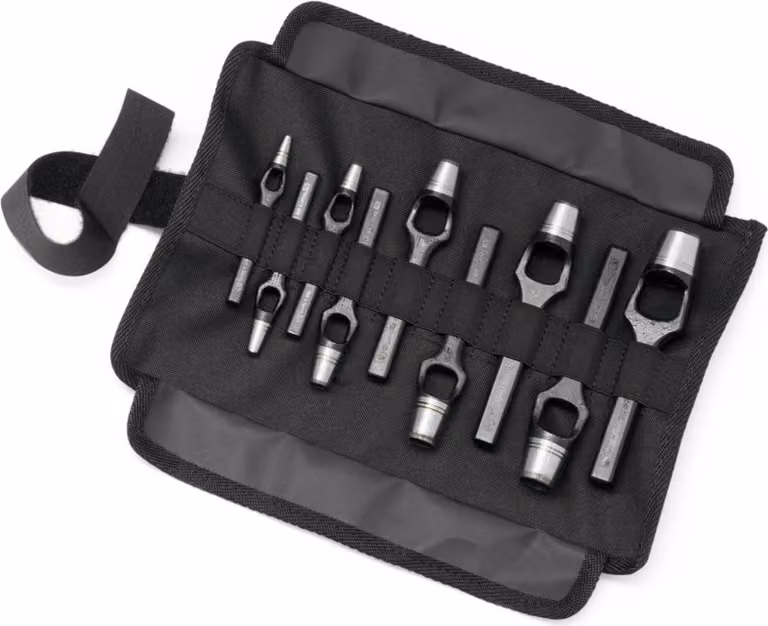 Set di punzoni Rennsteig Henkellocheisen 3-19R, 9 pezzi