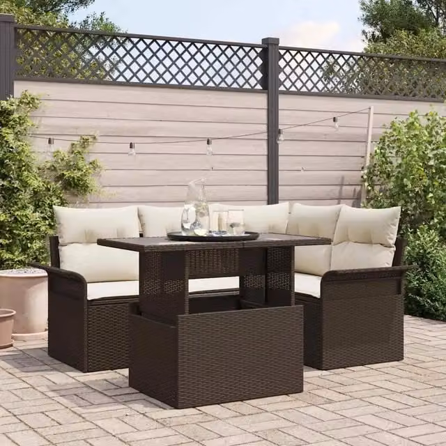 Set Divano da Giardino 5 pz Marrone polyrattan 3348274