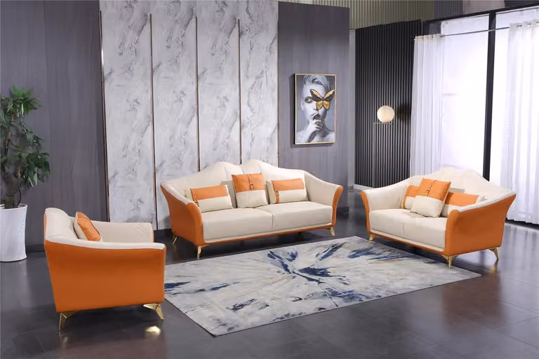 Ledersofa Couch Sofagarnitur 3+1+1 Sitzer Garnituren Design Modern Sofa