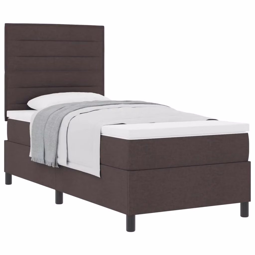 Letto a molle con materasso vidaXL in tessuto marrone scuro L/P: 90 x 200 cm – 2