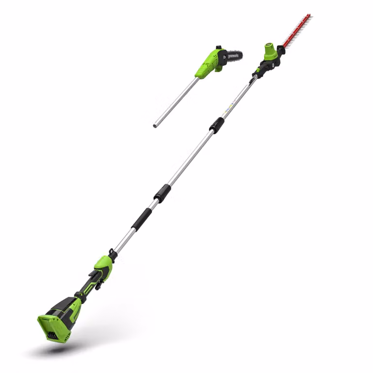 Greenworks POWERALL 24V Potatore e Tagliasiepi ad asta Gen. II verde con lame in acciaio senza batteria