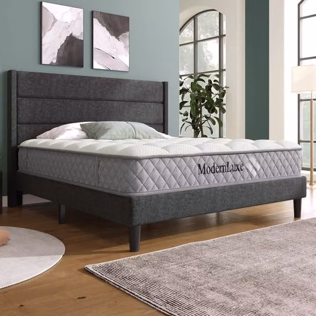 letto imbottito lino grigio scuro 140 x 200 cm