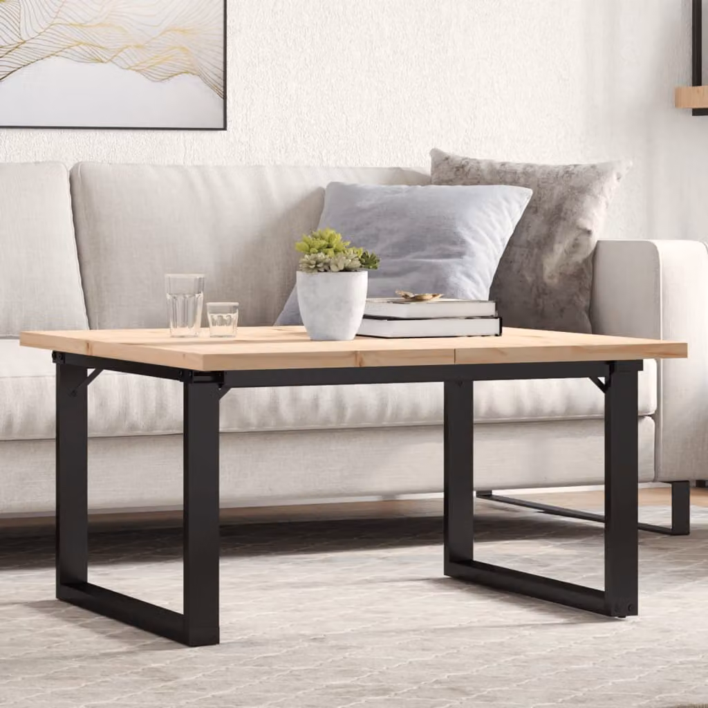 Maison Exclusive - Tavolino Salotto Telaio a O 80x80x45,5cm Legno Pino e Acciaio