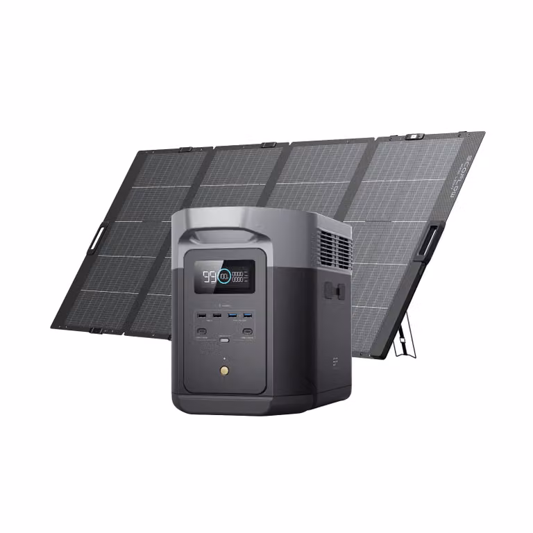ECOFLOW Generatore solare DELTA 2 Max, 2048Wh Batteria LFP centrale elettrica portatile e pannello solare 400W, Max 3100W uscita CA