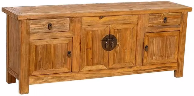 Mobile basso moderno WANDERLUST DECO in legno marrone e metallo nero L: 159 cm, P: 39 cm, H: 63 cm