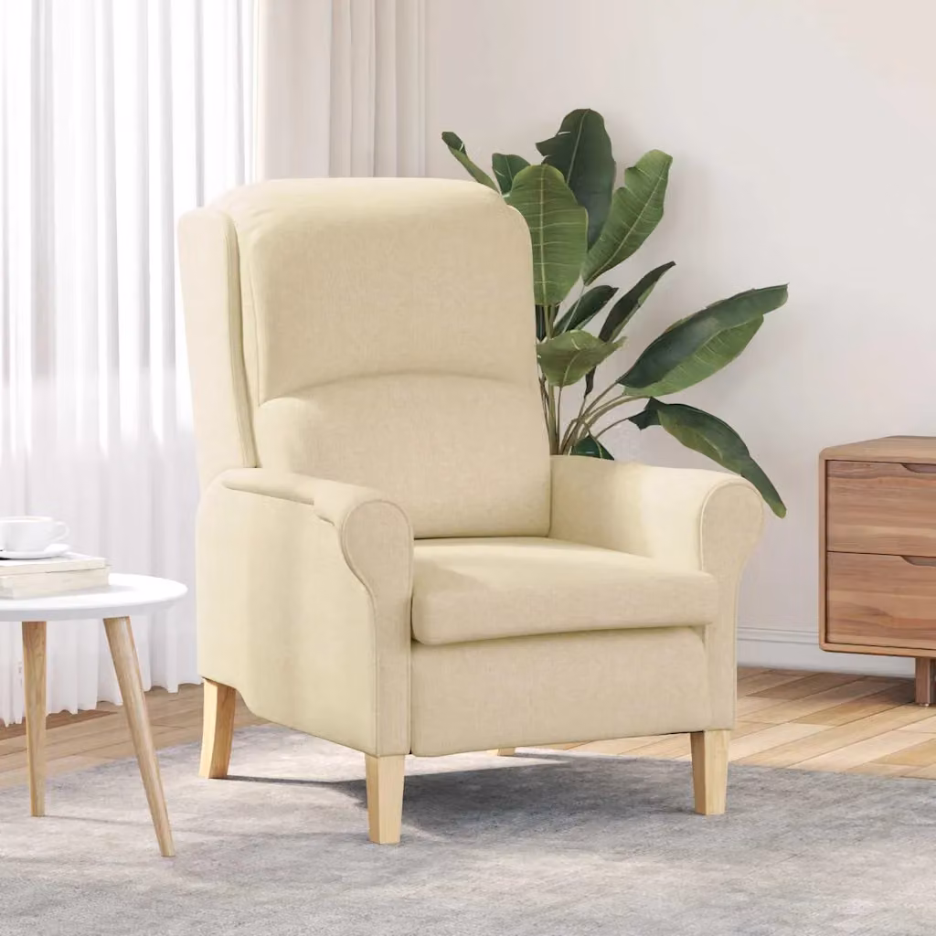 Poltrona moderna vidaXL in tessuto beige con braccioli L/P/H: 76 x 94 x 102 cm