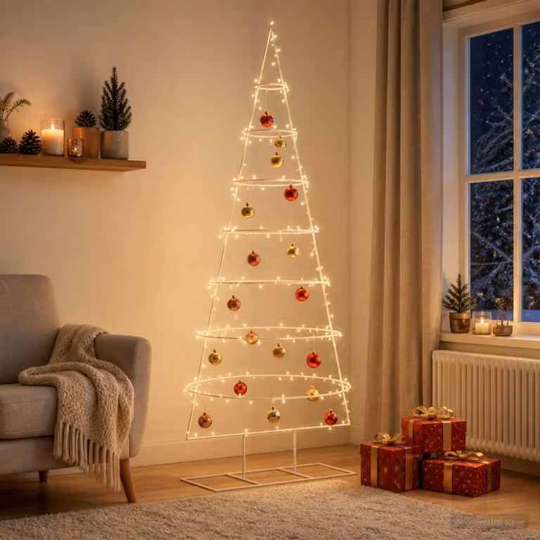 Albero di Natale moderno vidaXL KUOPIO in metallo bianco, Altezza: 210 cm