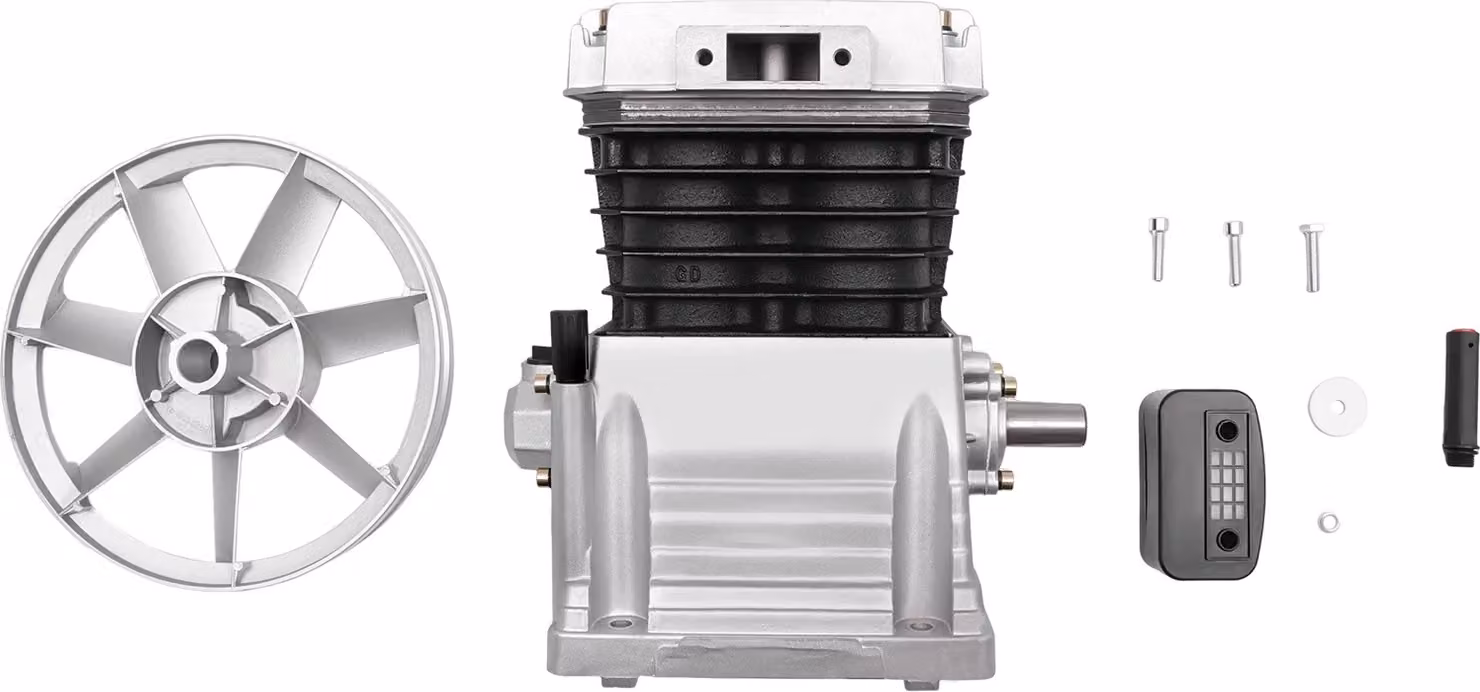 pompa per compressore d'aria da 3HP, design a doppio cilindro, funzionamento silenzioso, argento