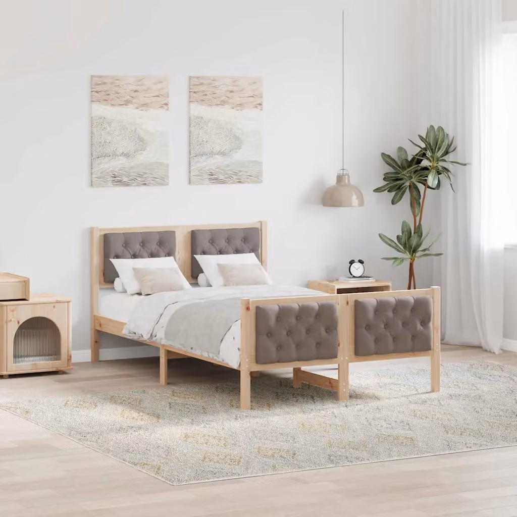 Struttura del letto Talpa vidaXL in pino massello beige e marrone L/P/H: 200 x 120 x 85,5 cm – 1