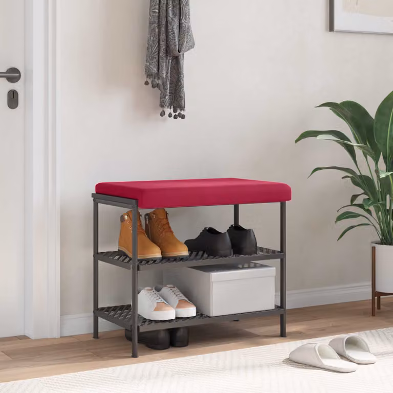 Cuscino per panchina vidaXL in velluto rosso, rettangolare e antiscivolo, L/P/H: 60 x 60 x 3,5 cm