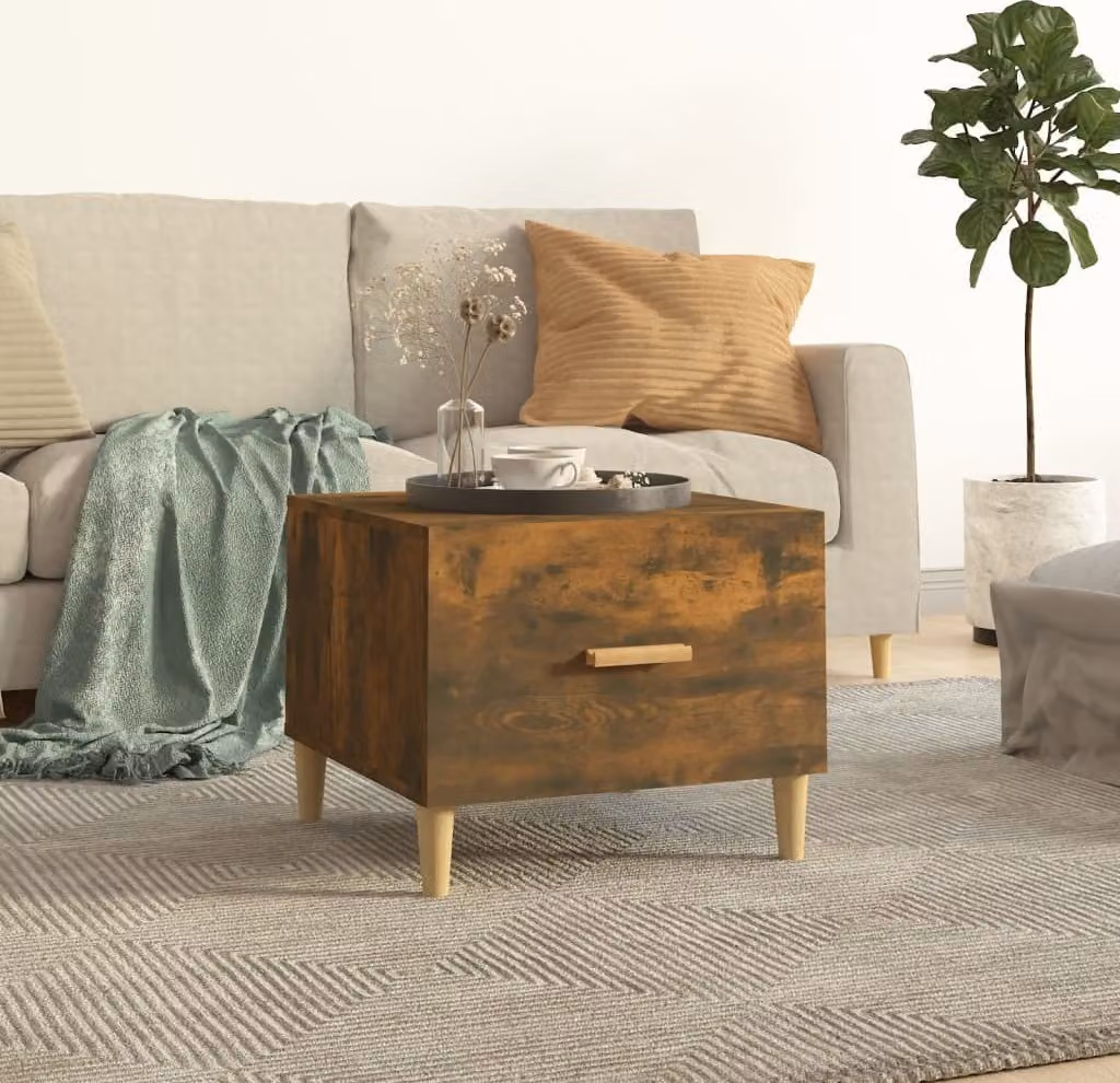 vidaXL Tavolino in rovere affumicato 50x50x40 cm in legno - Tavolino - Tavolini - Tavolino - Tavolo da divano