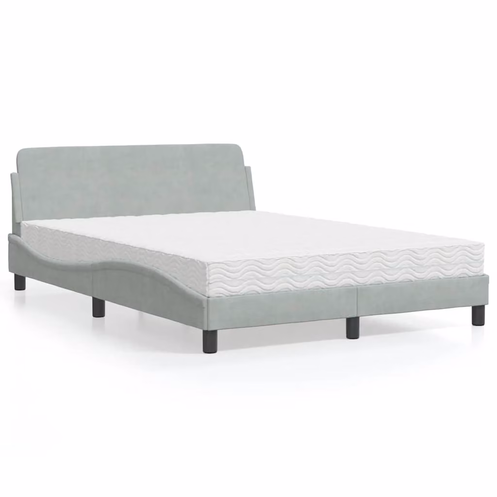 Letto con Materasso Dover vidaXL in Velluto Grigio Chiaro L/P: 140 x 200 cm