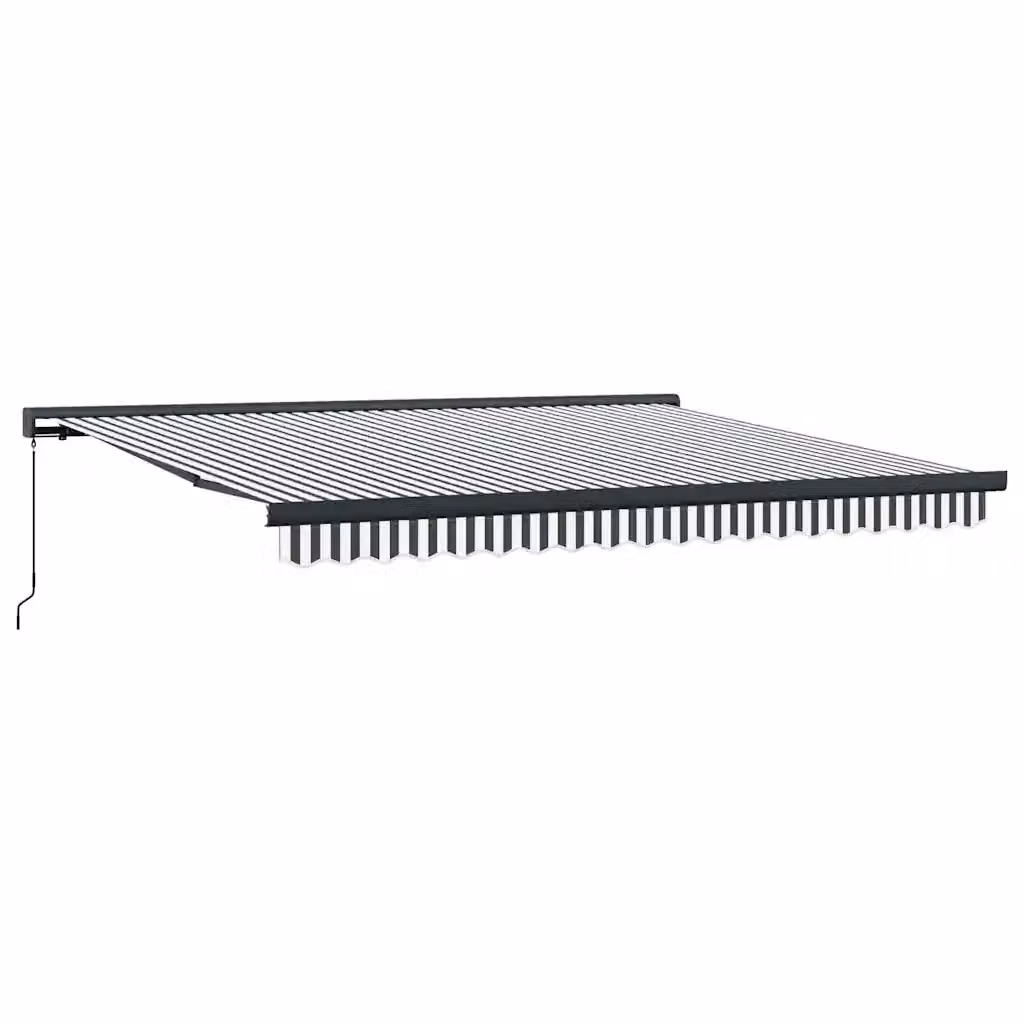 Tenda Retrattile vidaXL Antracite e Bianca con Bracci Pieghevoli in Alluminio e Tessuto in Poliestere, L: 400 cm x P: 300 cm – 2
