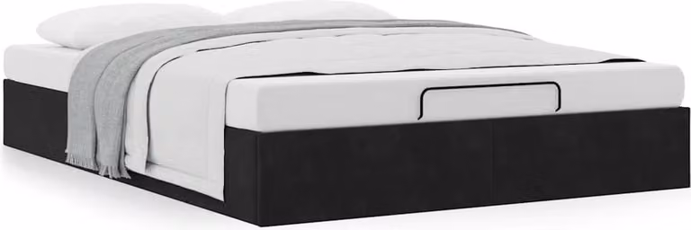 Struttura Letto Pouf senza Materasso Nero 140x190 cm in Velluto