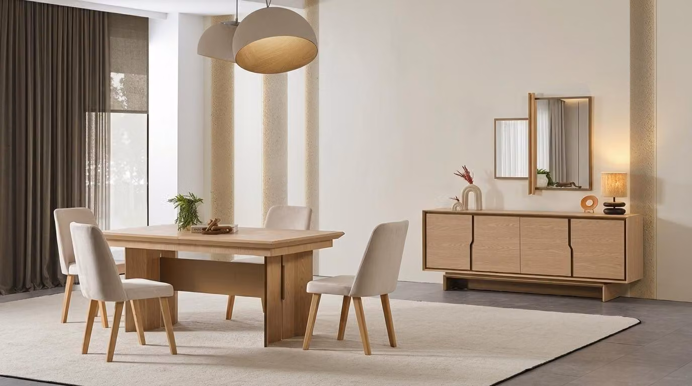 Tisch Konsole Spiegel Wohnzimmer Stil modern beige rechteckig ausklappbar