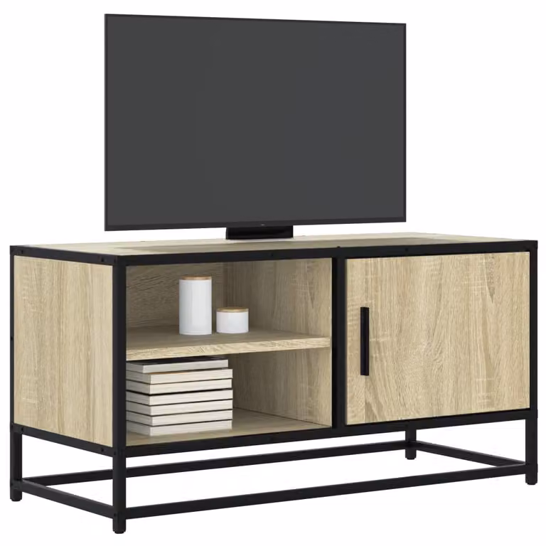 Mobile TV vidaXL in stile industriale, Rovere Sonoma e Metallo, marrone, L: 80 cm, P: 34,5 cm, H: 40 cm